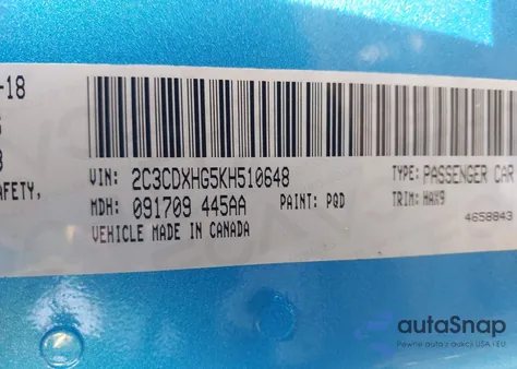 2019 Dodge Charger Gt Rwd from USA, damaged, VIN 2C3CDXHG5KH510648